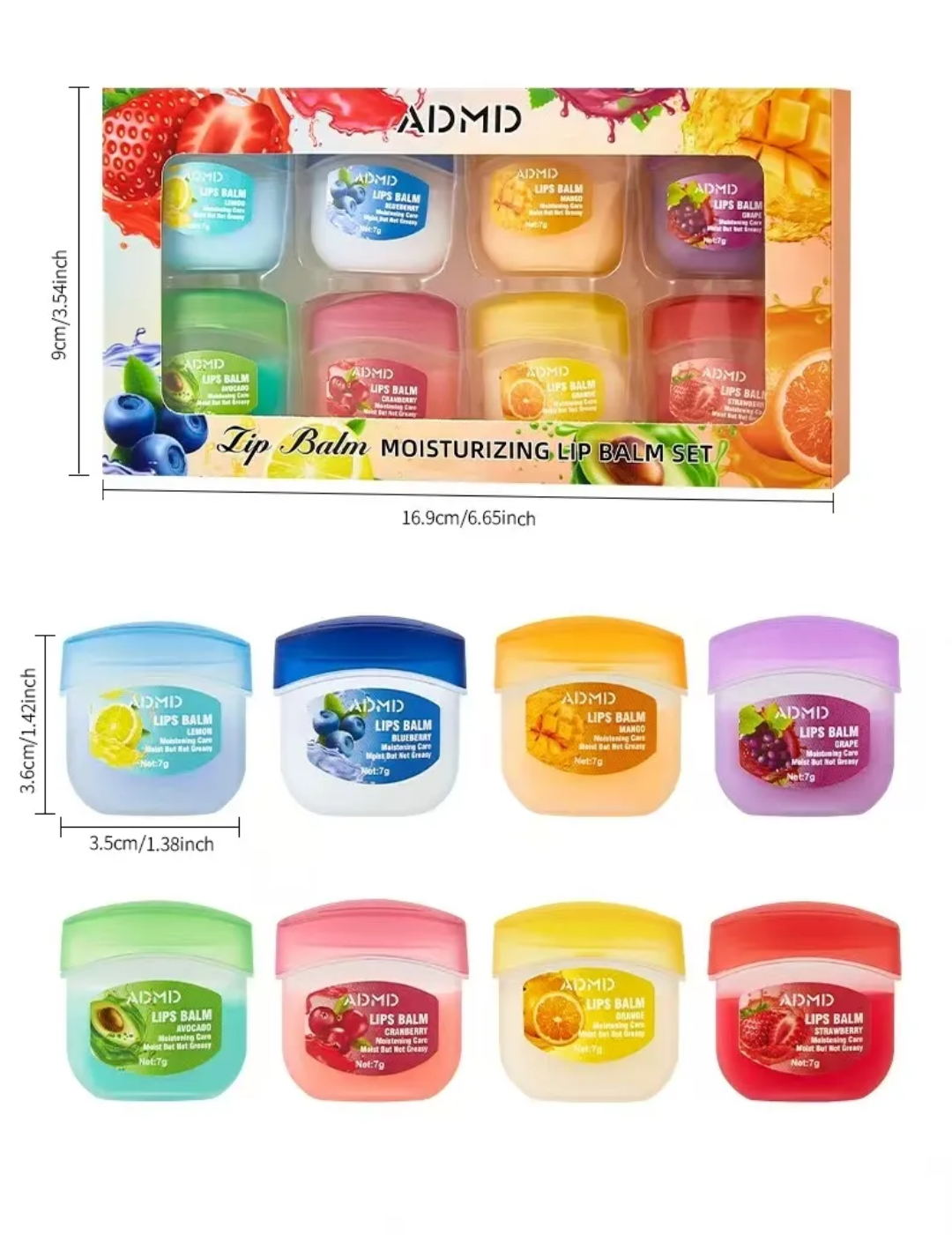 Set Regalo Mini Balsamo Labbra ADMD - 8 Gusti Fruttati
