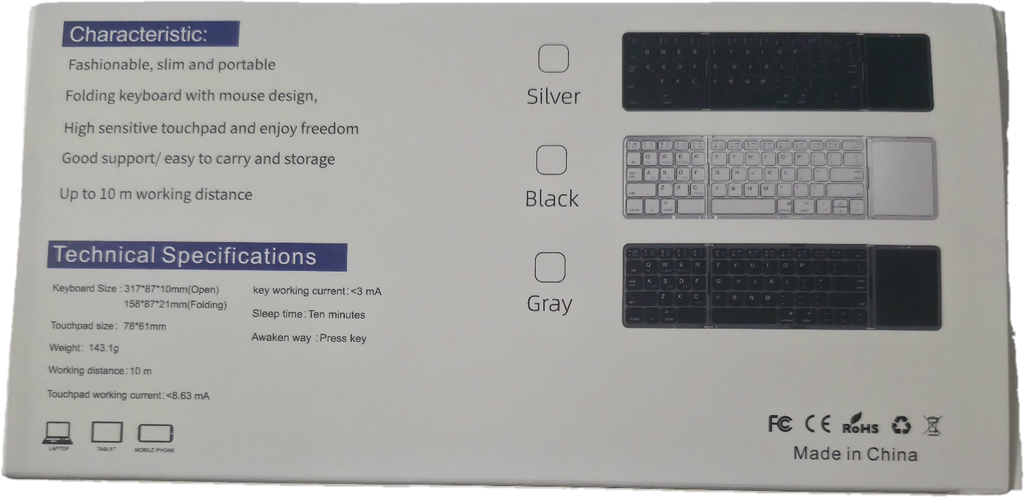 Cube Pocket Keyboard - Tastiera Bluetooth Pieghevole con Touchpad