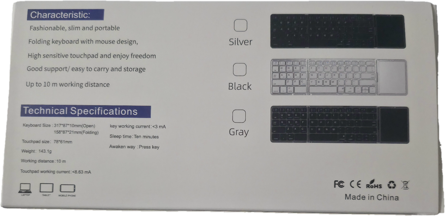 Cube Pocket Keyboard - Tastiera Bluetooth Pieghevole con Touchpad