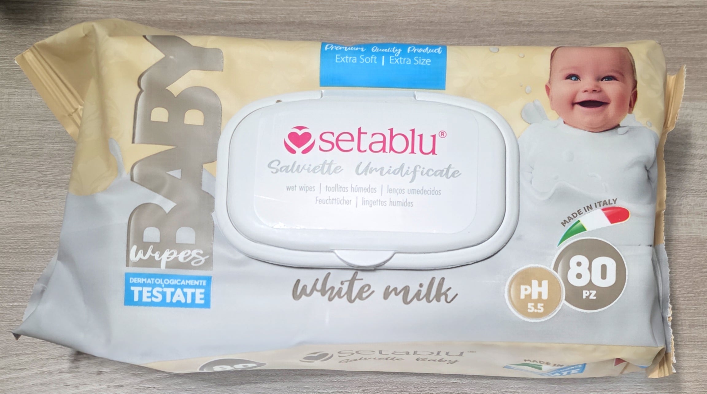 Salviette Umidificate Setablu Baby - White Milk (80 Pezzi)
