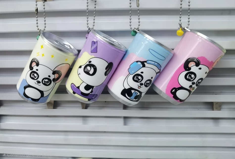 4 Lattine Mini Salviette Umidificate "Panda Can" – Set Portachiavi Igienizzante Kawaii