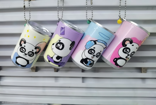 4 Lattine Mini Salviette Umidificate "Panda Can" – Set Portachiavi Igienizzante Kawaii
