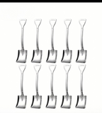 Set 10 Cucchiaini a Vanga o Badile in Acciaio Inox, Cucchiaini da Dessert a Forma di Badile o Vanga, Palette Creative per Caffè, Espresso, Gelato, Yogurt e Torte, Lavabili in Lavastoviglie, Idea Regalo Divertente