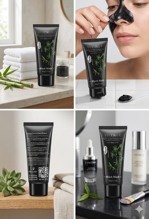Black Mask: Maschera Viso Peel-Off al Carbone di Bambù, Niacinamide e Acido Ialuronico (60g)