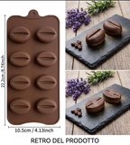 Stampo in Silicone Chicco di Caffè 3D, Stampo 8 Cavità Professionale per Cioccolatini, Mousse, Semifreddi e Dessert Monoporzione, Teglia Antiaderente per Pasticceria Moderna e Caffetteria Gourmet