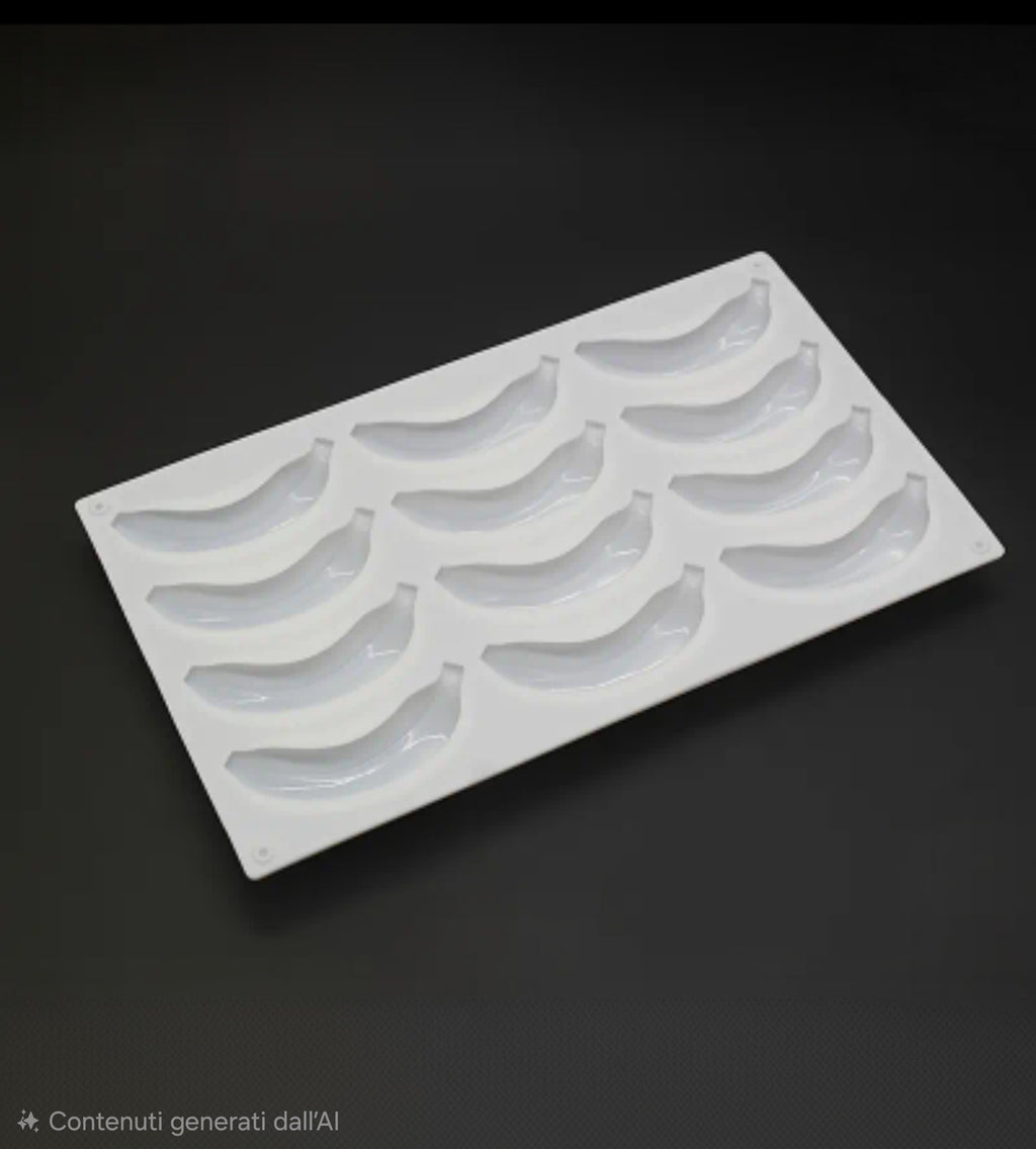 Stampo in Silicone per Banana 3D Realistica, Stampo Multicavità Professionale per Mousse, Semifreddi, Gelati e Pasticceria Moderna, Antiaderente e Facile da Sformare