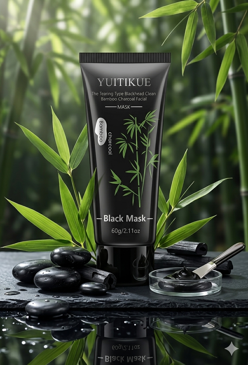 Black Mask: Maschera Viso Peel-Off al Carbone di Bambù, Niacinamide e Acido Ialuronico (60g)